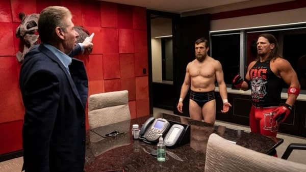 Daniel Bryan and AJ Styles picked the wrong office to fight in: Vince McMahon's at Money in the Bank, courtesy of WWE.