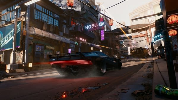 On dirait que la seule chose dont j'ai besoin pour me déplacer en ville est cette voiture chère.  Gracieuseté de CD Projekt Red.