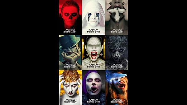 American Horror Story key art over the course of nine seasons. (Image: FX Networks)