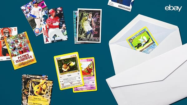 A promotional image by eBay of what could be in store for buyers and sellers of single trading cards.