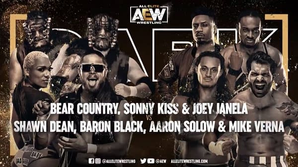 Bear Country teams up with Sonny Kiss and Joey Janela to take on Shawn Dean, Baron Black, Aaron Solow, and Mike Verna on next Tuesday's episode of Dark