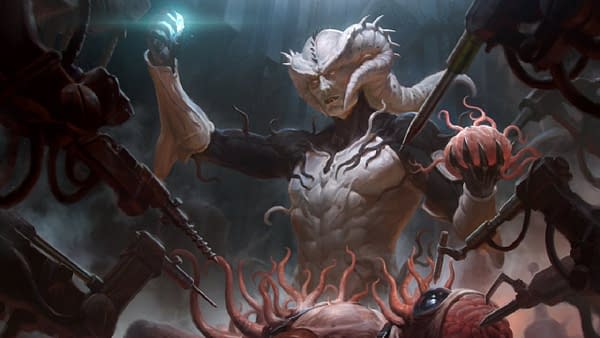 The full art for Volrath, the Shapestealer, a card from Commander 2020, a supplemental Commander set for Magic: The Gathering. Illustrated by Heonhwa Choe.