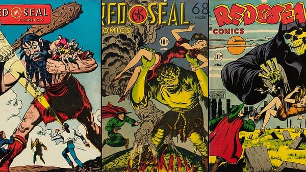 Red Seal Comics with covers by Paul Gattuso (Chesler, 1946).