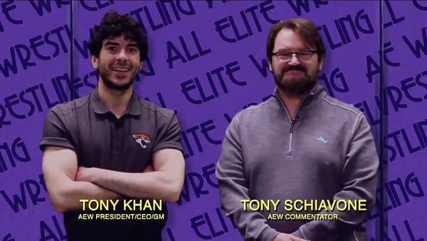 Tony Khan and Tony Schiavone appear during a "paid ad" on Impact Wrestling
