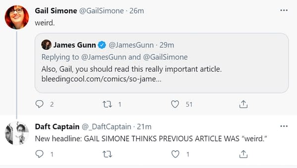 James Gunn Tells Gail Simone That She Should Really Read This Article