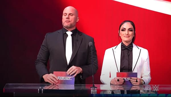 Adam Pearce and Sonya Deville announce the picks for WWE Raw and WWE Smackdown during Night 1 of the WWE Draft.
