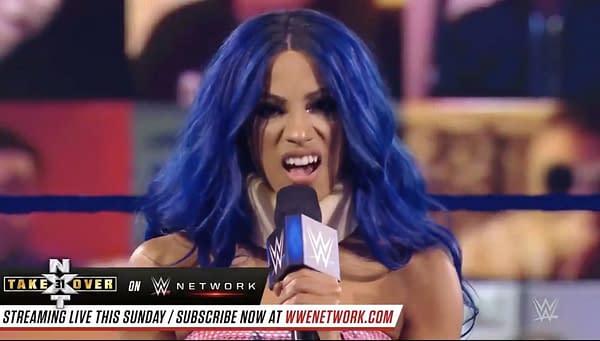Sasha Banks cuts a promo on Bayley on WWE Friday Night Smackdown.