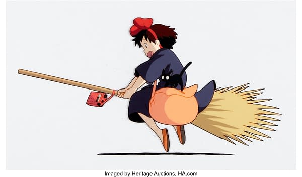 The production cel from the masterful 1989 anime film Kiki's Delivery Service by Studio Ghibli. This item is currently available at auction on Heritage Auctions' website.