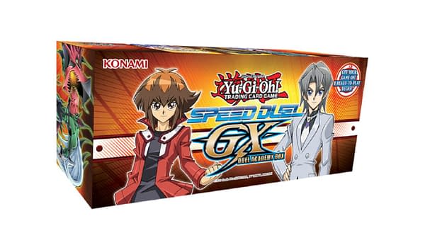 A look at the design of the Speed Duel GX: Duel Academy Box, courtesy of Konami.