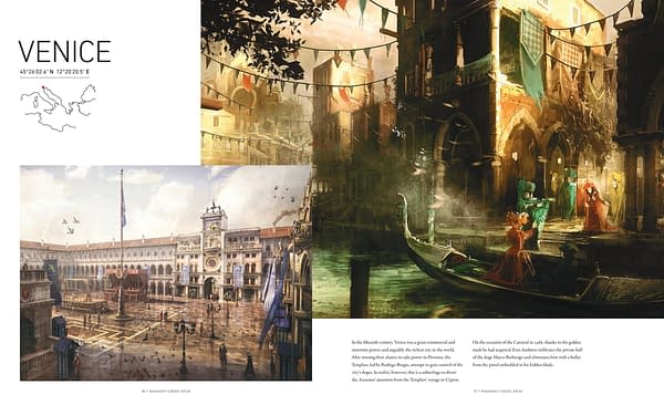 A spread from the Assassin's Creed Atlas detailing Venice, Italy. © 2021 Ubisoft Entertainment