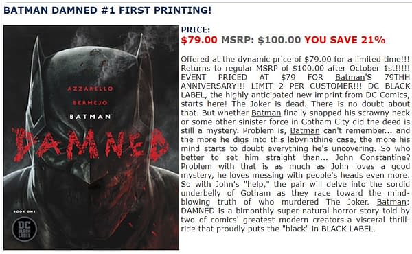 Today, You Can Still Order Signed Slabbed Batman: Damned #1 for Just $50