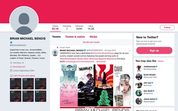 Bendis Wrests Control of Twitter from Hackers After 3-Hour Ordeal