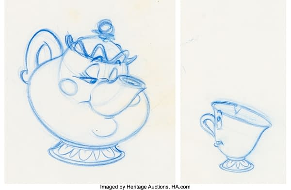 Disney's Beauty and the Beast Mrs. Potts and Chip Animation Drawing Sequence of 16. Credit: Heritage Auctions