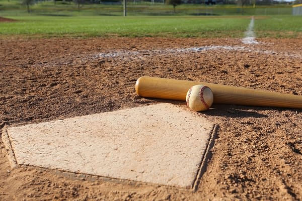 Baseball, Bat, and Home Plate -- David Lee/Shutterstock.com