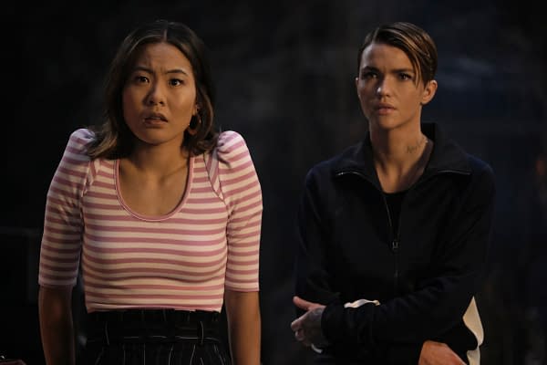 Nicole Kang as Mary Hamilton and Ruby Rose as Kate Kane in Batwoman, courtesy of The CW.