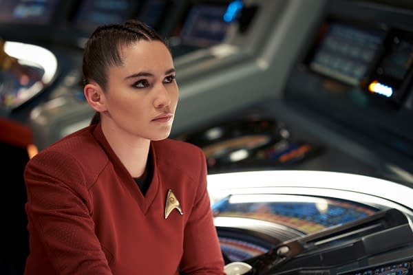 Pictured: Christina Chong as La'an of the Paramount+ original series STAR TREK: STRANGE NEW WORLDS. Photo Cr: Marni Grossman/Paramount+ ©2022 ViacomCBS. All Rights Reserved.