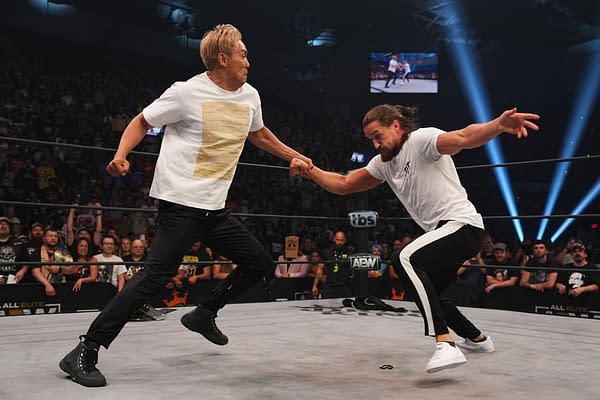 Kazuchika Okada and Jay White brawl on AEW Dynamite ahead of Forbidden Door. [Photo: All Elite Wrestling]