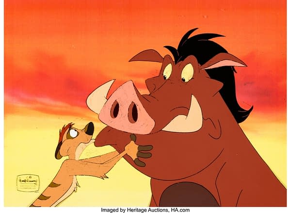 The Lion King's Timon & Pumbaa Production Cel Setup. Credit: Heritage Auctions