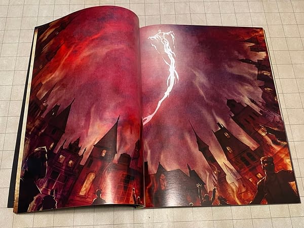 The centerfold illustration for Malifaux Burns, a supplemental book for the tabletop skirmish wargame Malifaux by Wyrd Games.