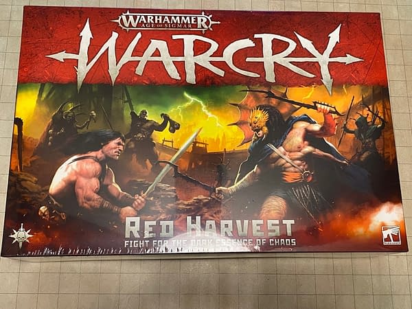 The front of the box for Warcry: Red Harvest, a boxed set by Games Workshop.