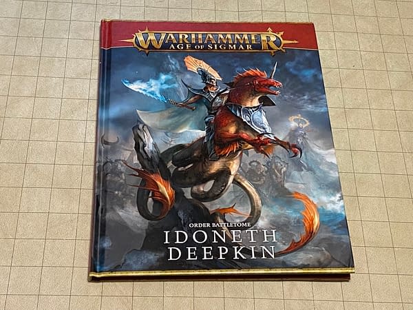 The front cover of the Battletome for the Idoneth Deepkin, an army from Age of Sigmar, a fantasy wargame by Games Workshop.