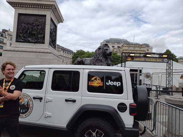 Meeting Jurassic World: Dominion at London's Trafalgar Square