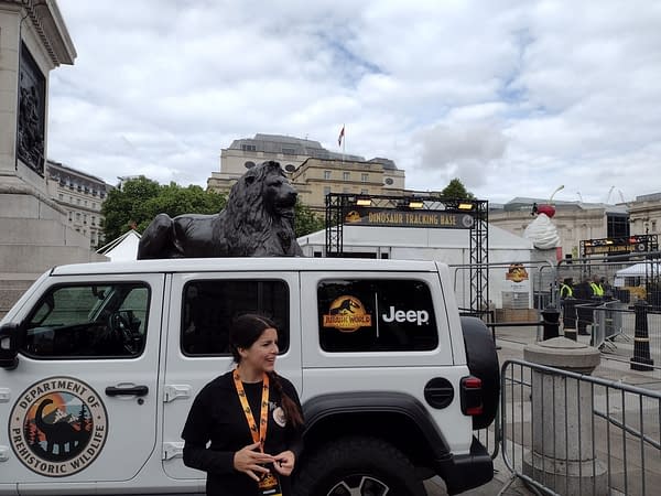 Meeting Jurassic World: Dominion at London's Trafalgar Square
