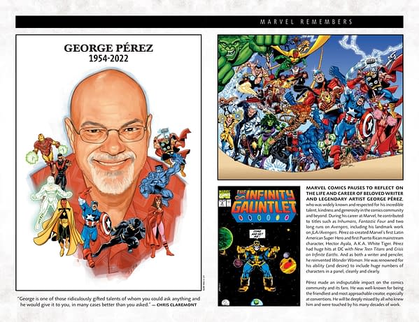 Marvel Comics' Tributes To George Perez & Neal Adams, Today