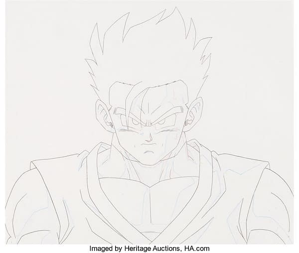 The accompanying line animation showing the same moment as the production cel from the acclaimed anime series Dragonball Z. This auction is currently running at Heritage Auctions' website.