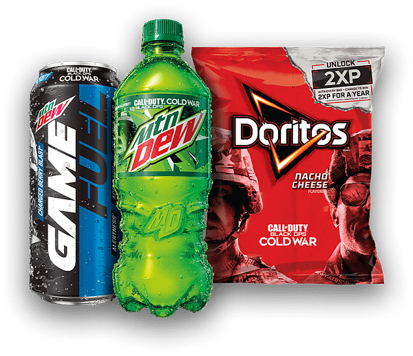 Call Of Duty: Black Ops Cold War branding on products, courtesy of PepsiCo.