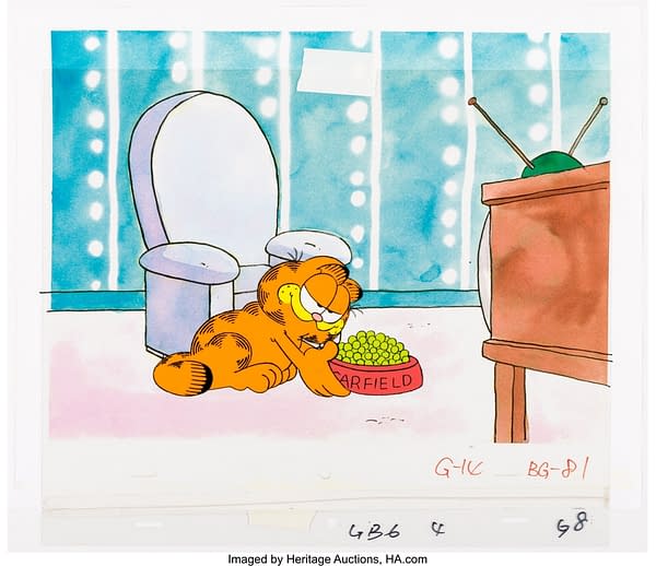 Garfield and Friends: Garfield with Cat Food Production Cel. Credit: Heritage Auctions