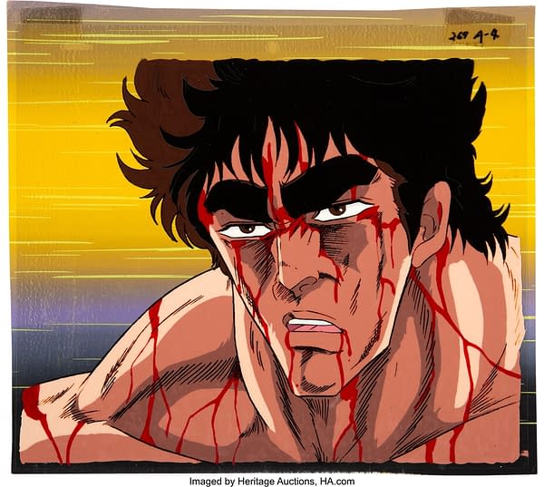 A fuller view of the production cel from Fist of the North Star that's currently available at auction on Heritage Auctions' website.
