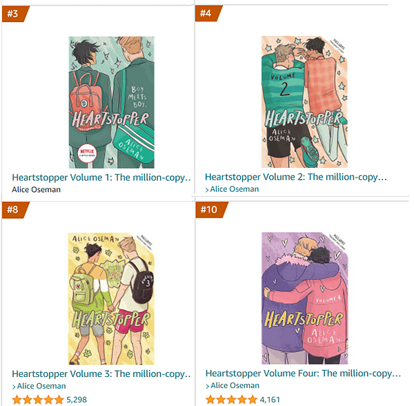 Heartstopper Graphic Novels In Amazon UK's Top Ten