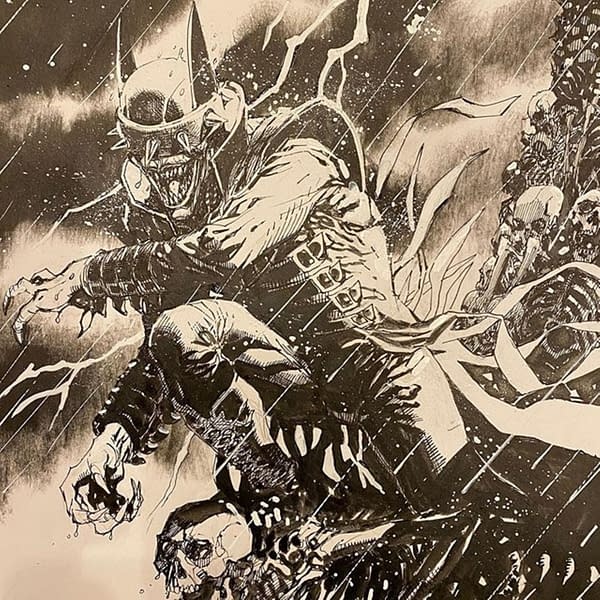 Jim Lee draws the Batman Who Laughs for charity.