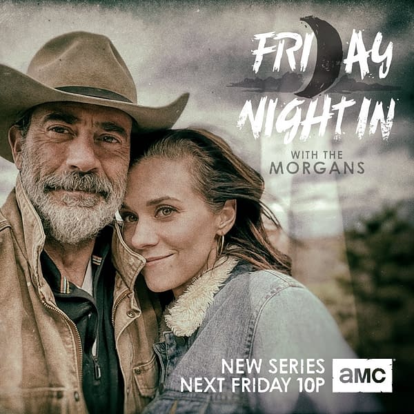 Jeffrey Dean Morgan and his wife Hilarie Burton Morgan host Friday Night In with The Morgans, courtesy of AMC.