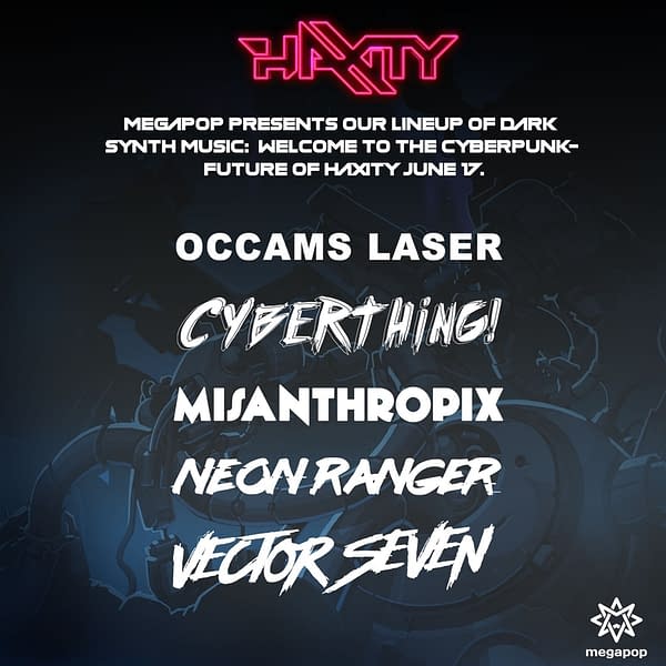 A list of some of the talent on the Haxity soundtrack, courtesy of Megapop.