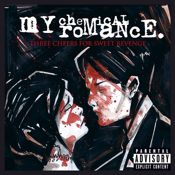 The album cover for Three Cheers For Sweet Revenge, an album by My Chemical Romance. Illustrated by MCR lead singer and comic book artist Gerard Way.