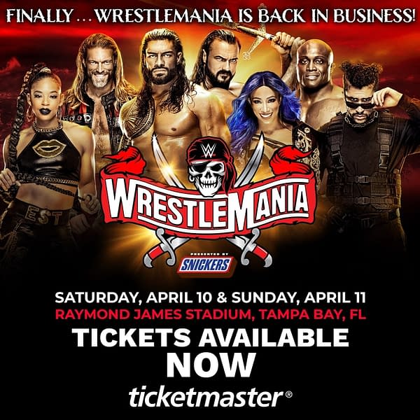 A WrestleMania graphic conspicuous for the absence of Charlotte Flair.