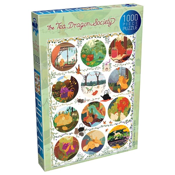The second of two 1000-piece Tea Dragon Society jigsaw puzzles by Renegade Game Studios. With illustrationed by Kay O'Neill, this puzzle depicts the tea dragons in their natural environments.