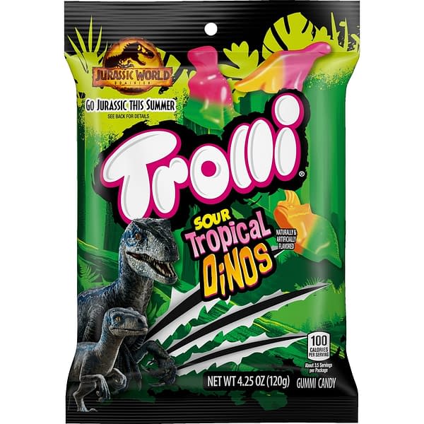 A look at a pack of Trolli Sour Tropical Dinos, courtesy of Ferrara.