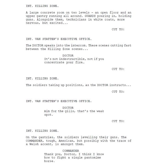 Robert Shearman's fourth page of script extracts from Doctor Who, courtesy of BBC.