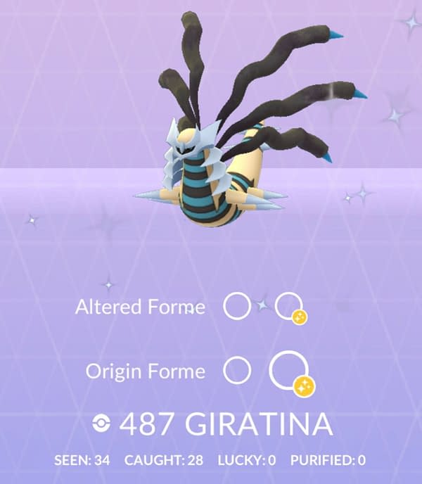 Shiny Giratina Origin Forme in Pokémon GO. Credit: Niantic