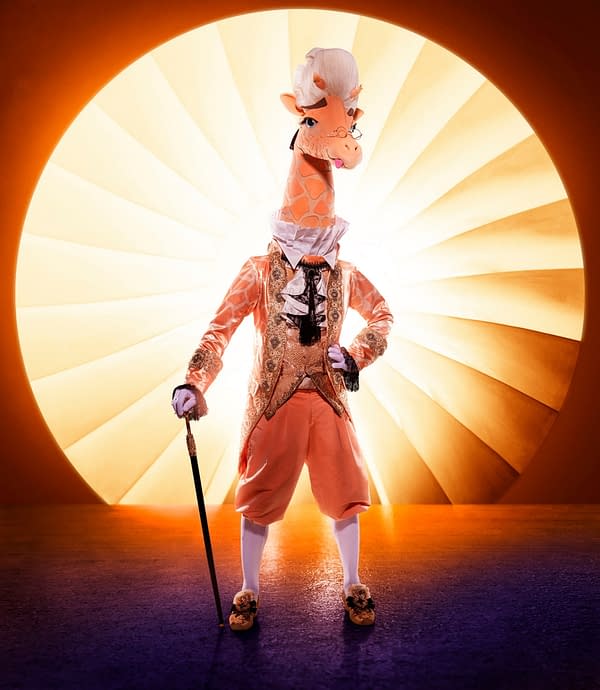 THE MASKED SINGER: Giraffe. The Season Four premiere of THE MASKED SINGER airs Wednesday, Sept. 23 (9:00-10:00 PM ET/PT) on FOX. © 2020 FOX MEDIA LLC. CR: Michael Becker/FOX.