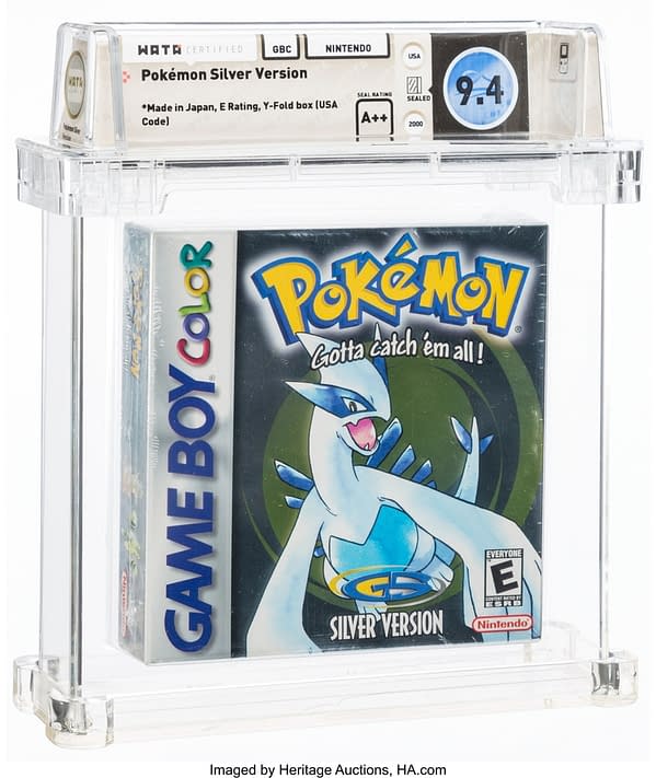 The front face of the box for Pokémon Silver Version. Currently available at auction on Heritage Auctions' website.