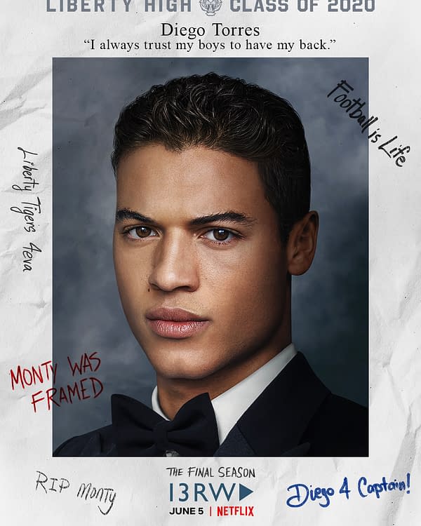 Diego has secrets in 13 Reasons Why, courtesy of Netflix.