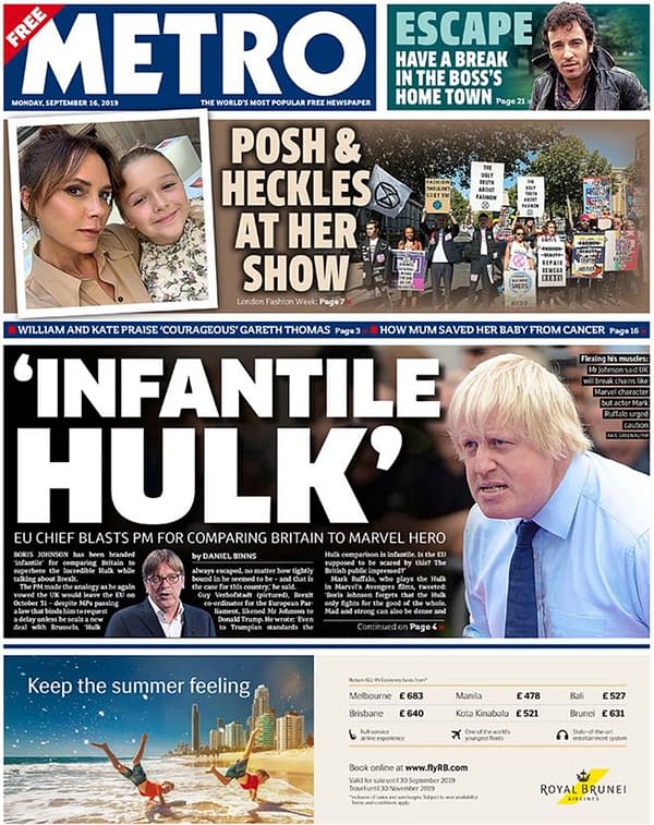 Prime Minister Boris Johnson Gets Smashed By Hulk References
