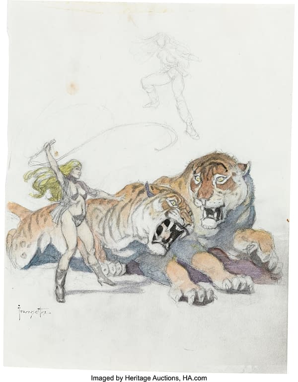 Frank Frazetta's Outlaw World White Apes Painting At Auction And More