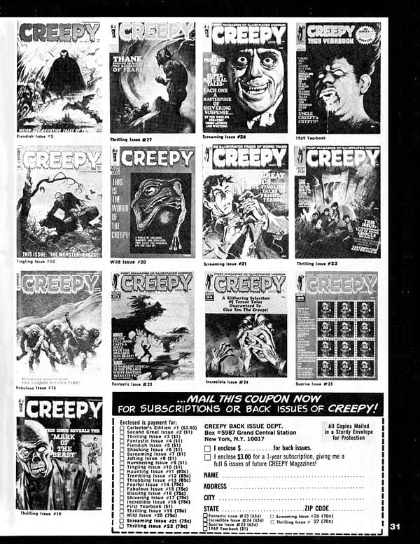 Creepy Back Issues, Conan Novels, and More Great 1970s Comic Ads from Vampirella #1 Replica Edition