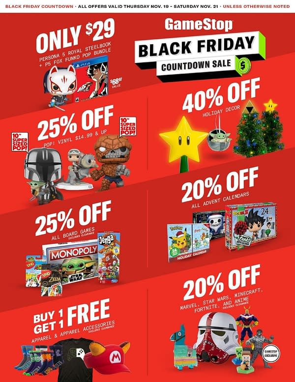 One part of the Gamestop flyer for their Black Friday Countdown sales event.