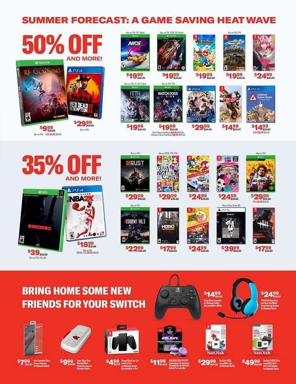 Page three out of five pages worth of deals available during GameStop's Summer sales event.